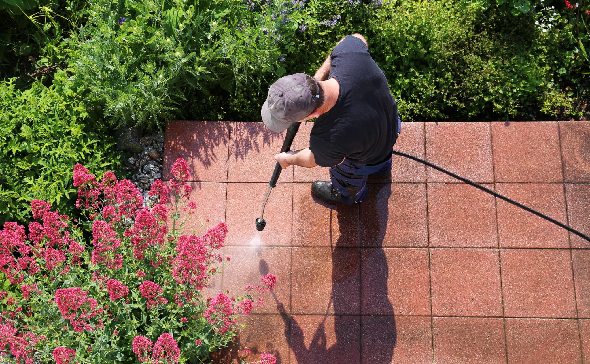 Professional patio cleaning before and after